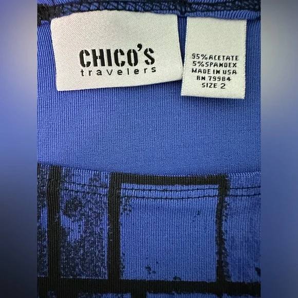 Chico’s Travelers Tank Top Women Blue/Black Abstract Print Size Large - Picture 5 of 5